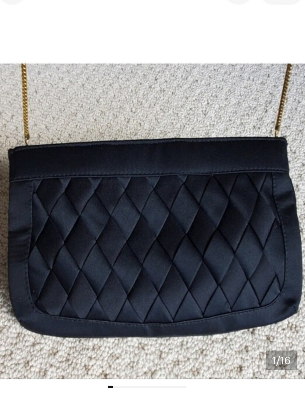 Vintage Walborg Timeless 100% Silk Evening Bag, Black, Gold Chain, 9" IMPECCABLE